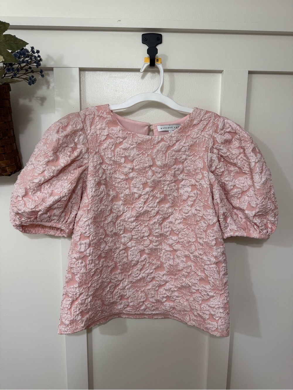 Endless Rose Pink Textured Puff Sleeve Top